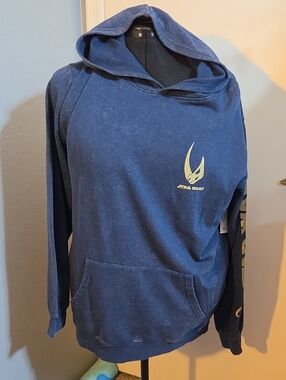 Star Wars Men's Navy Blue Crewneck Hoodie with Gold Logo